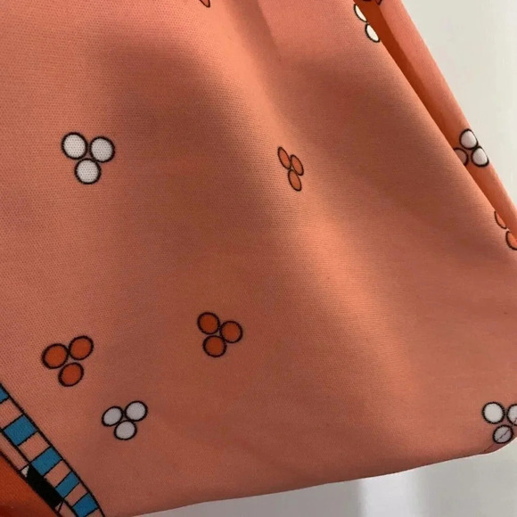 Peach and Orange 70s Top Geometric Retro Pointed Hem Flared Sleeves Boho Hippie - Picture 9 of 11